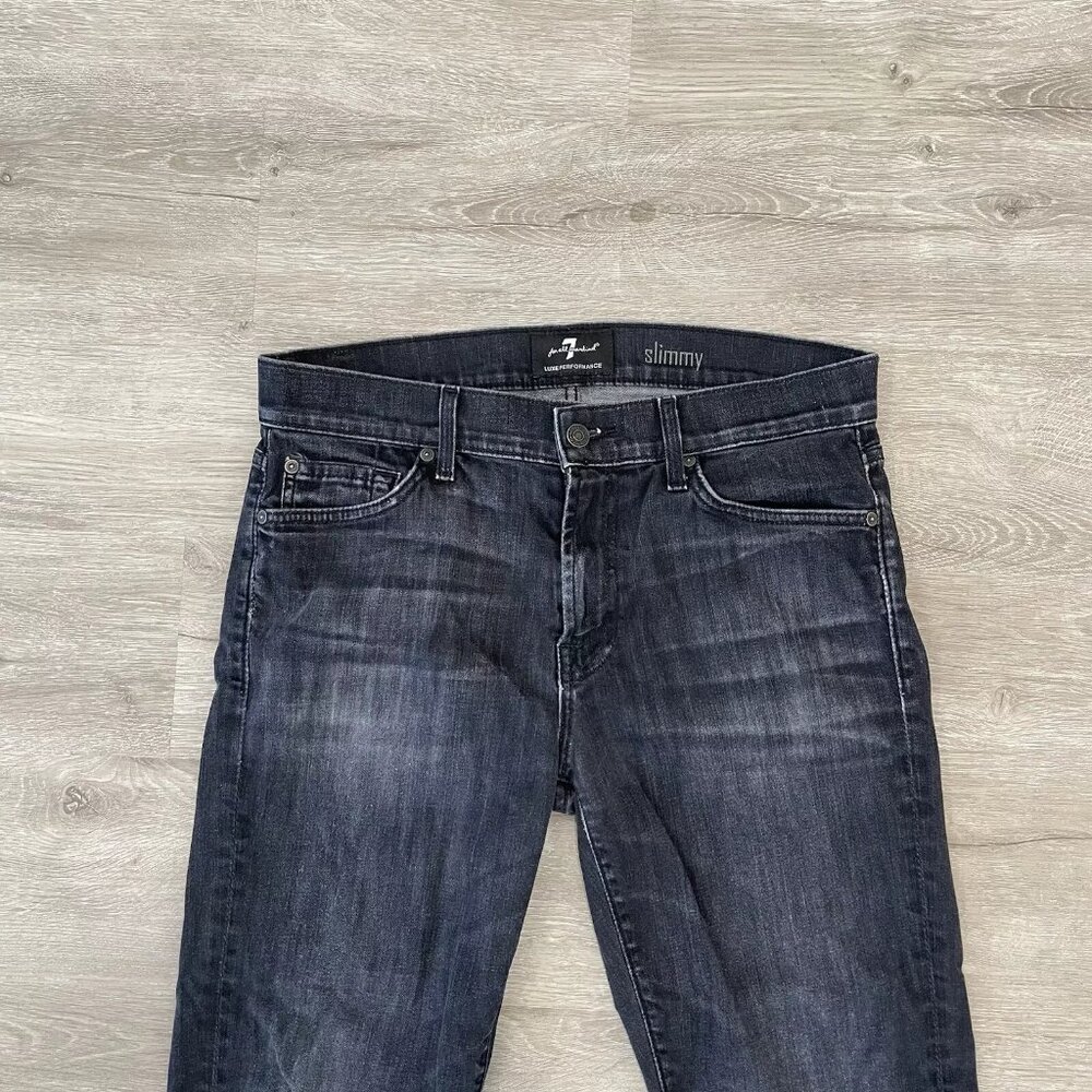 7 For All Mankind Luxe Performance Slimmy Stretch Denim Jeans Black Size 32x29